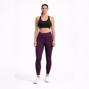 SPANX Burgundy Maroon Seamless Leggings Tights Size M High Waist Shaping